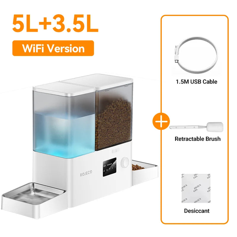 ROJECO 2-in-1 Pet Feeder & Fountain
