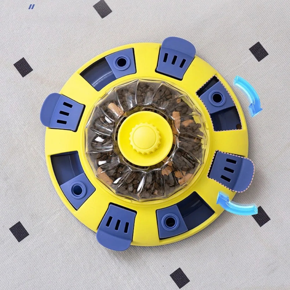Rotating Wheel Pet Slow Feeder Puzzle Toy Leakage Food Dispenser Interactive Snuffle Training Game for Dog Cat Stress Relief