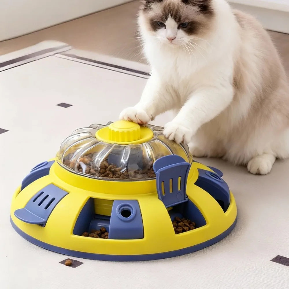 Rotating Wheel Pet Slow Feeder Puzzle Toy Leakage Food Dispenser Interactive Snuffle Training Game for Dog Cat Stress Relief