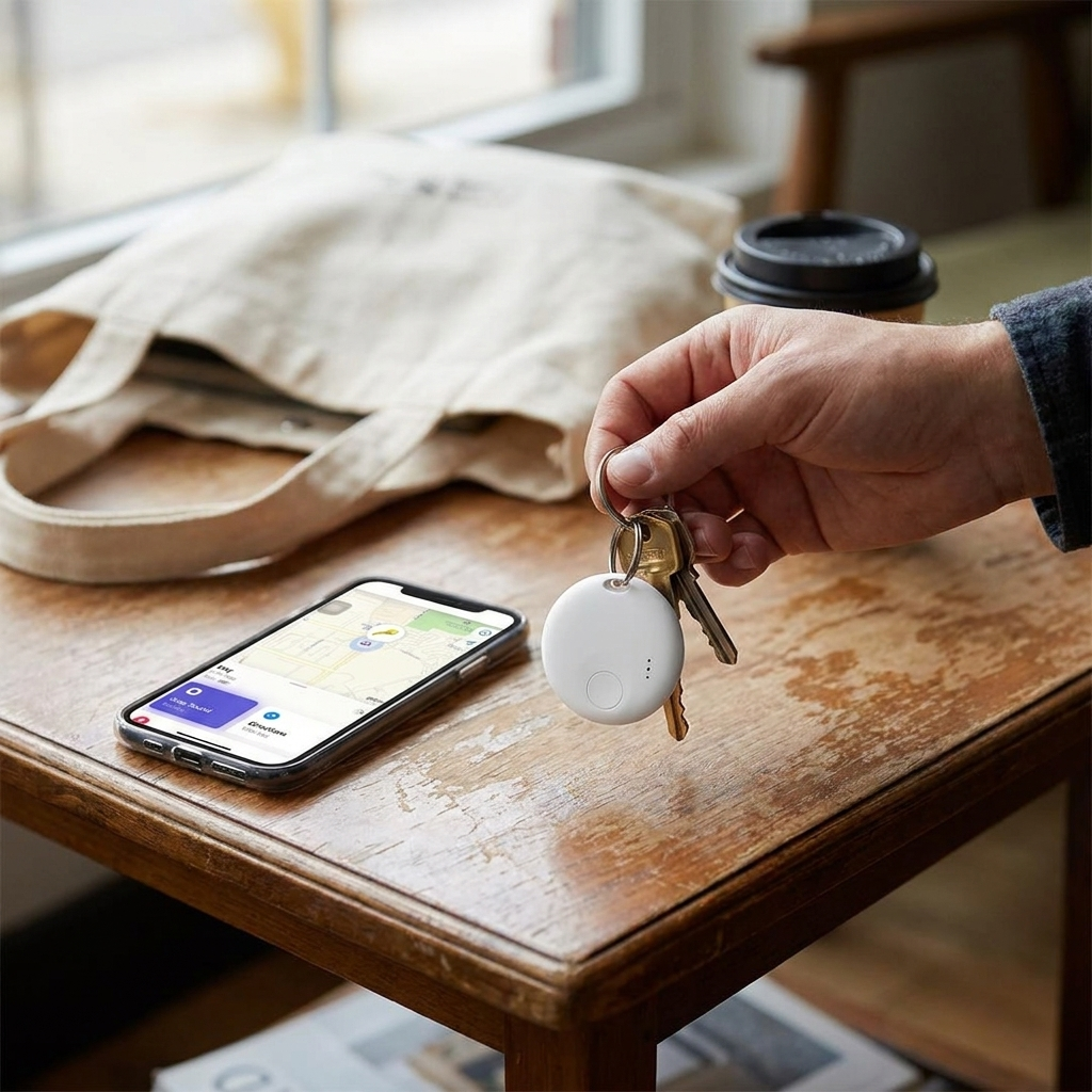 Bluetooth anti-lost tracker in use