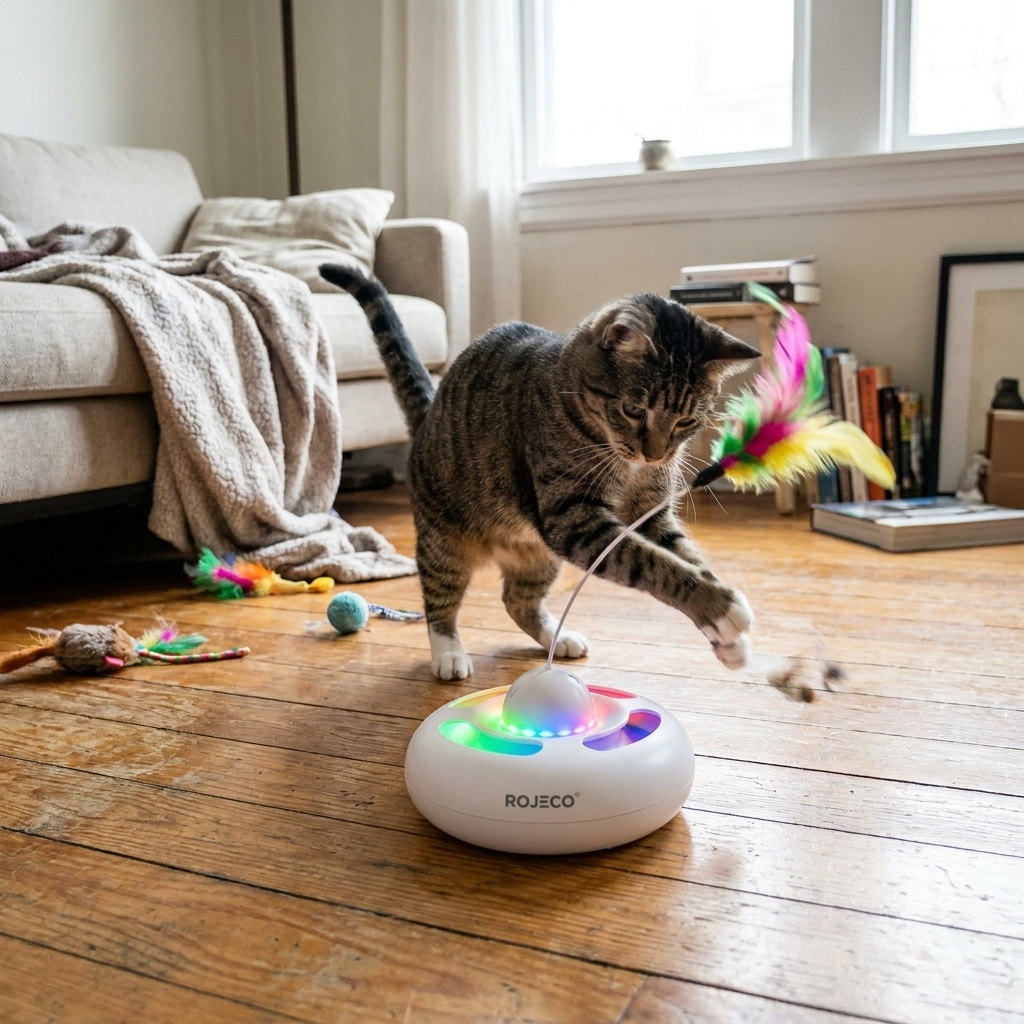 Smart cat toy ball in use