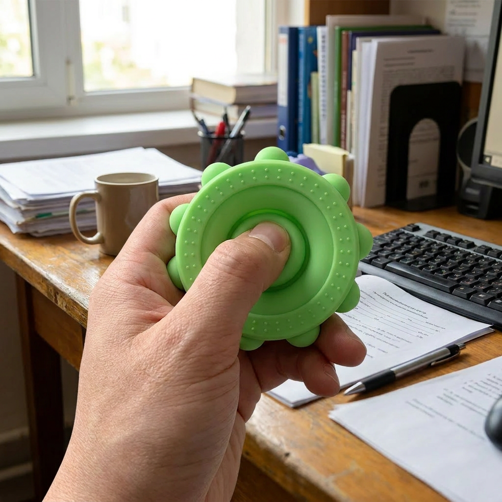 Simple dimple fidget toy in use