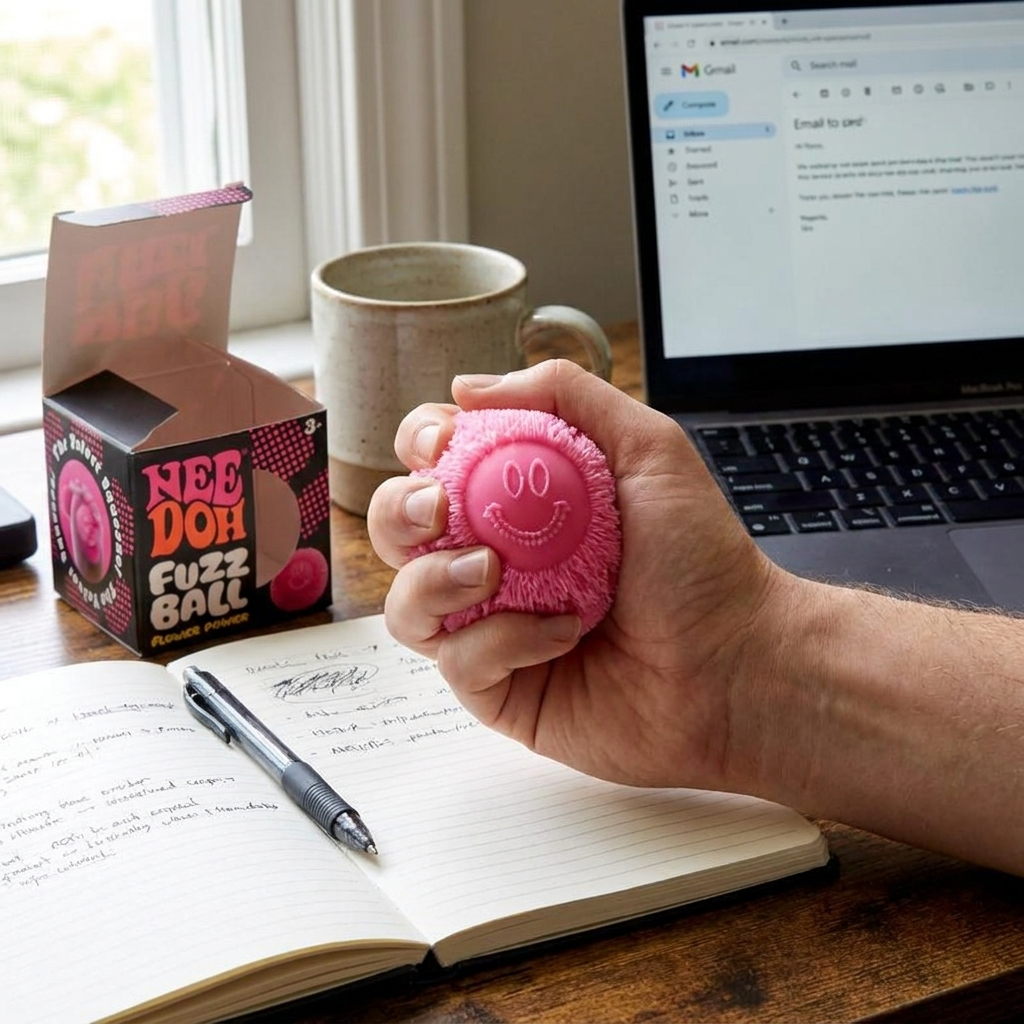 NeeDoh Fuzz Ball Blind Box in use