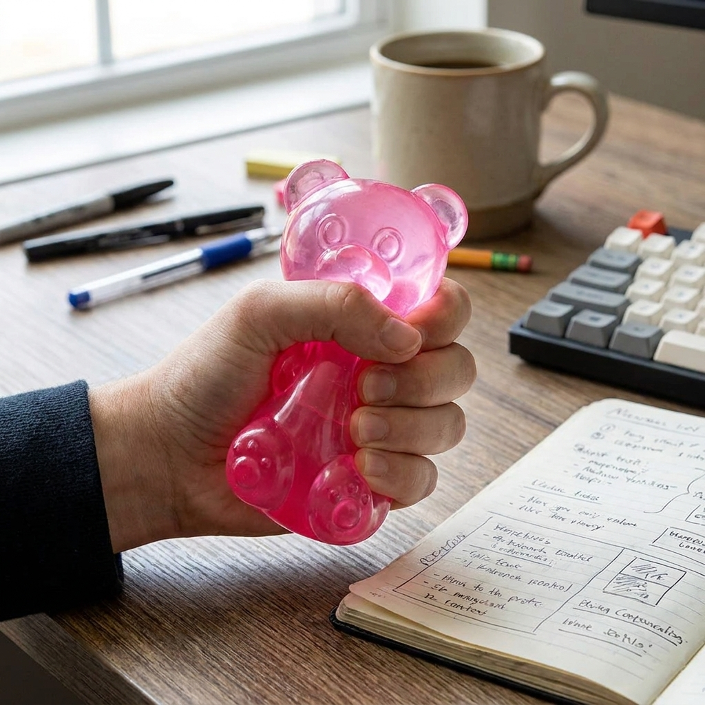 NeeDoh Bear Squishy in use